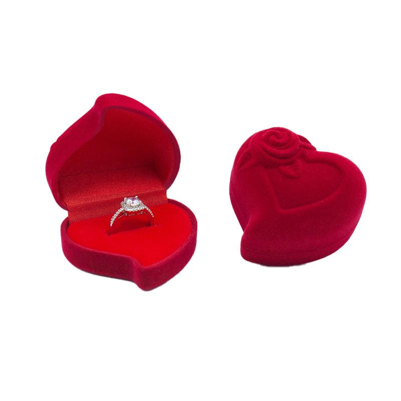 Luxury Heart-Shaped Wedding Ring Box Jewelry Display Storage Box Engagement Rose Flower Design Ring Box Couple Gifts Box