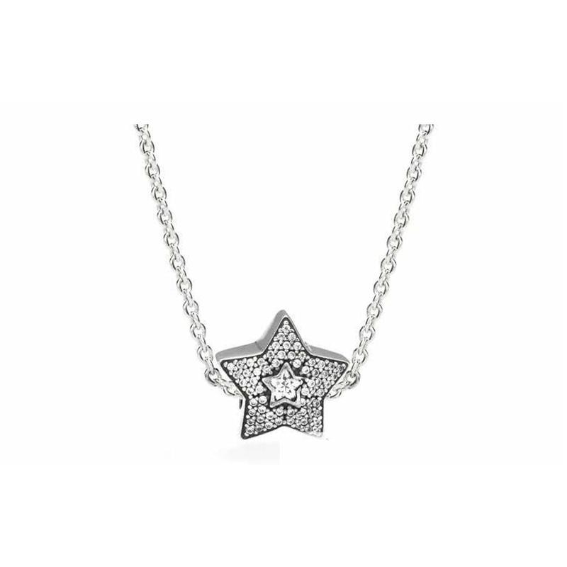 Pandora Fashionable pavé wishing star 925 silver jewelry accessories for men and women, same style for couples 791384CZ