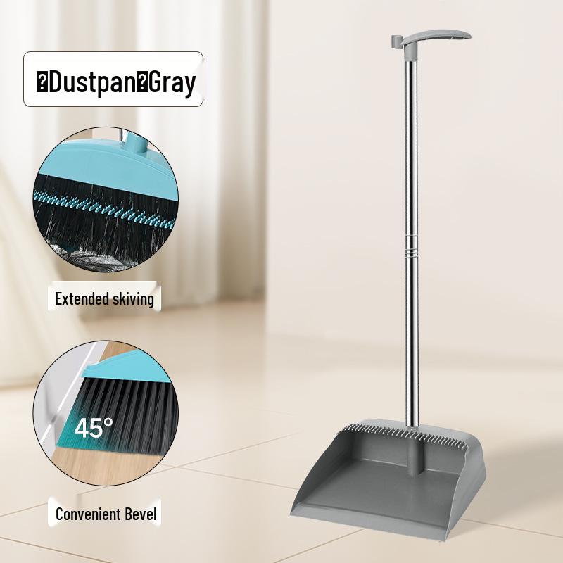 Soft Bristle Broom and Dustpan Set - Non-Stick Hair, Single Sweeping for Household Garbage