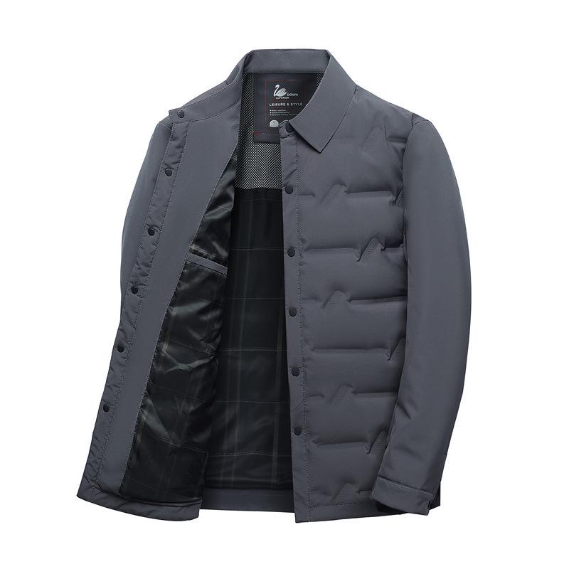 2025 Herren Slim-Fit Winter-Daunenjacke aus weißer Entendaune - Polyester Business Casual Oberbekleidung