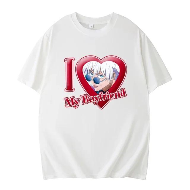 

I Love My Boyfriend Pattern Print T-shirt Women Summer Enthusiasm Letter Cotton Clothing Women Casual Loose Appliques Tees S