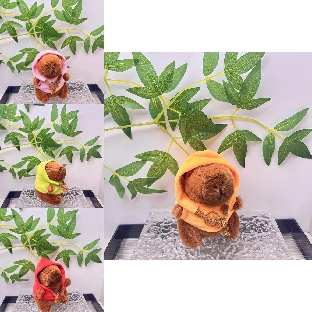 Adorable Plush Capybara Doll Keychain With Colorful Hoodie Perfect For Gifts