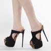 Fashion Eilyken Summer Hollow Out Thin High Heels Women Slippers Design Style Chunky Platform Peep Toe Stripper Prom Slide Shoes