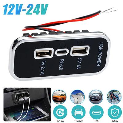 Double prise de chargeur de voiture USB 12V/24V, 2,1 a, séparateur de charge, adaptateur d'alimentation pour moto, camping-car, camion, ATV, bateau, voiture