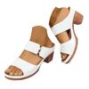 Women'S Patterned Leather Chunky Heel Sandals With Flat Sandals For Women Ladies Summer Dress Sandals Shoes For Women