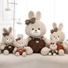 Plush Bunny Doll With Overalls For Kids Birthday Gift And Cuddle Comfort