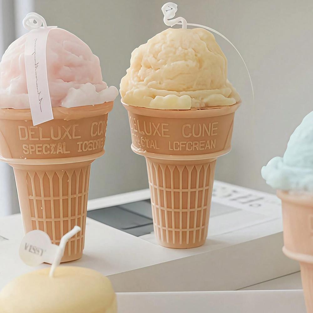 Ice Cream Silicone Candle Mold DIY Aromatherapy Soap Plaster Wax Making Ice Cream Cone Fondant Dessert Cake Baking Mold