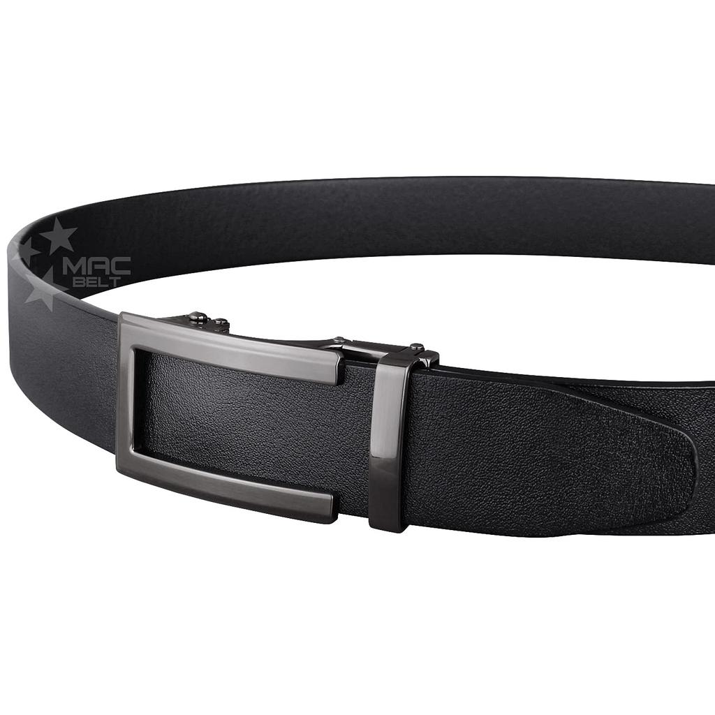 MACBELT Men's Belt, No Holes, Large Size, Genuine Leather, BusinessCasual, Auto-Lock, 35mm Width, MBC-481bk-BK