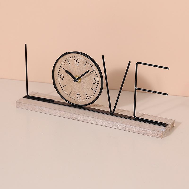 New Creative Clock Ornaments Modern Simple Wrought Iron Letter Clock Home Living Room TV Cabinet Decoration Decoration