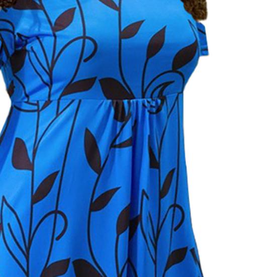 Dress Leaves Print Breathable Polyester A-line Mini Dress for Women