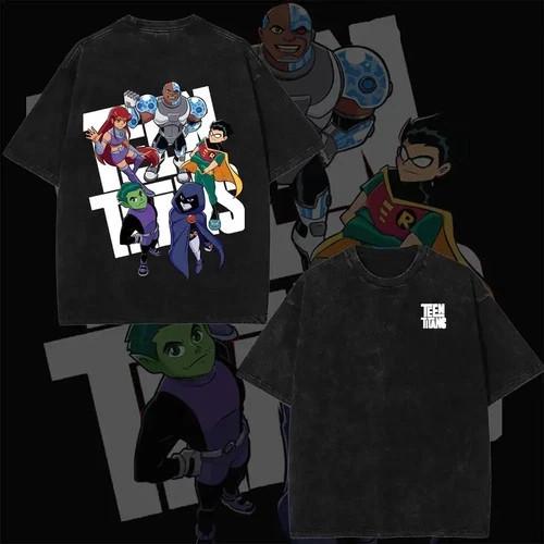 Teen Titans Vintage Graphic T-Shirt Superhero Comic Streetwear Fan Gift Tee