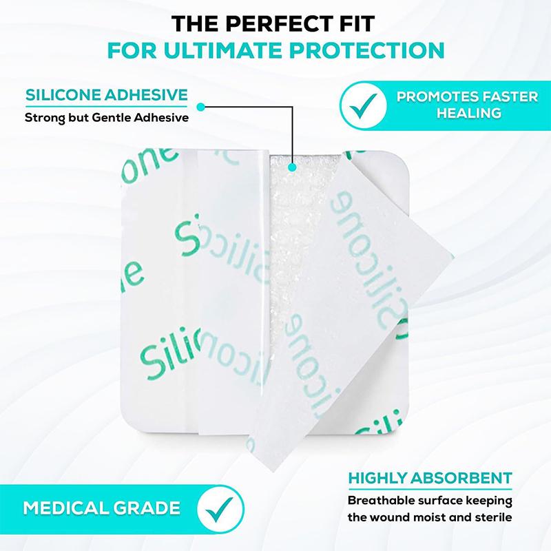Borderless Foam Dressing Waterproof And High Absorbency Square Shaped Wound Care Bandage Silicone Foam Pad For First Aid