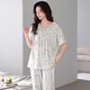 Modal casual pajamas women's summer short-sleeved suit cropped pants 1011 new plus size outside loungewear