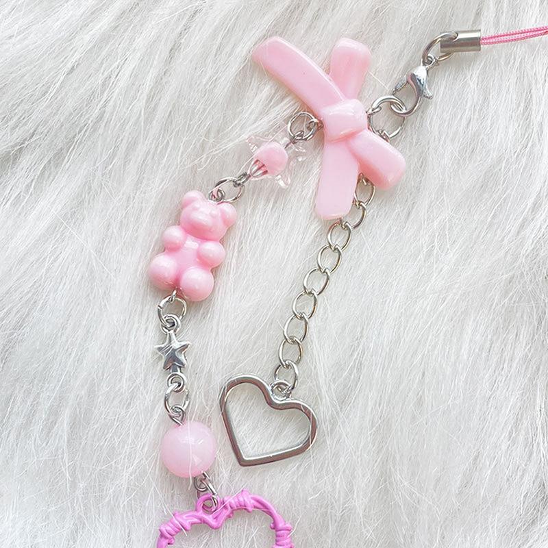 Pink Y2K Phone Charms Pendant Kawaii Key Chain For Bag Cute Accessories Keychain