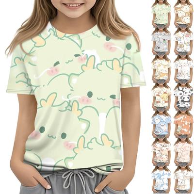 Children's Printed Round Neck Short Sleeved Casual T-shirt