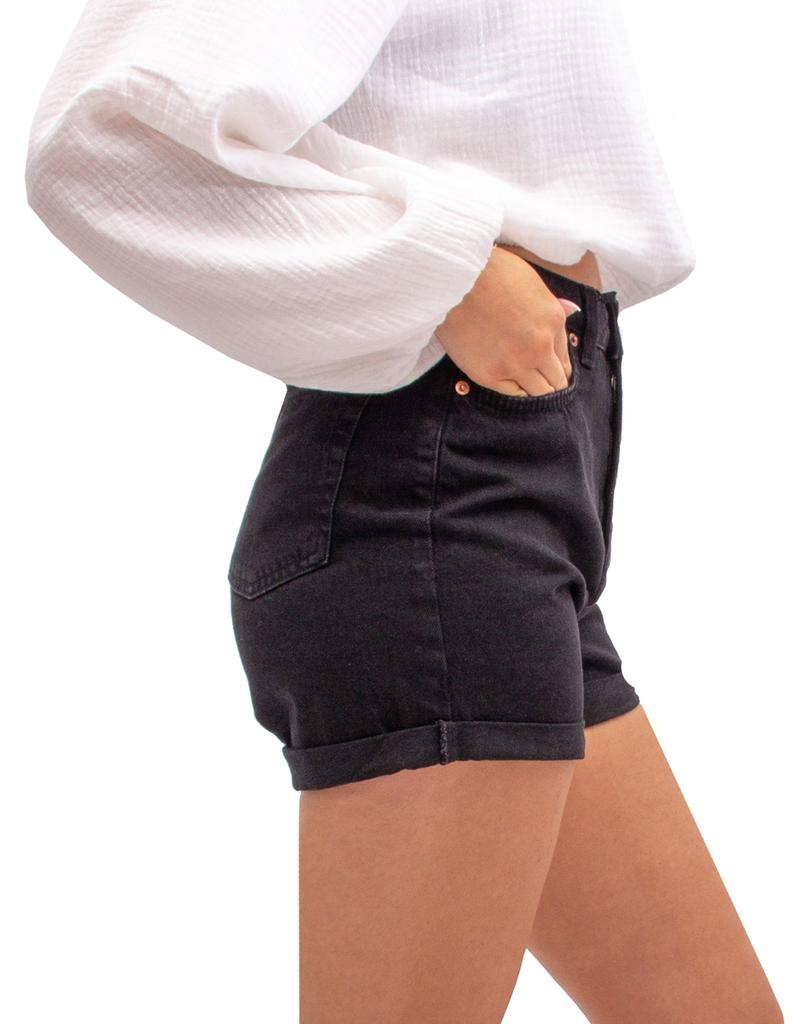 Krótkie Spodenki Jeansowe Damskie Dżinsowe Mom Fit Bermudy Czarne 38 M Firi