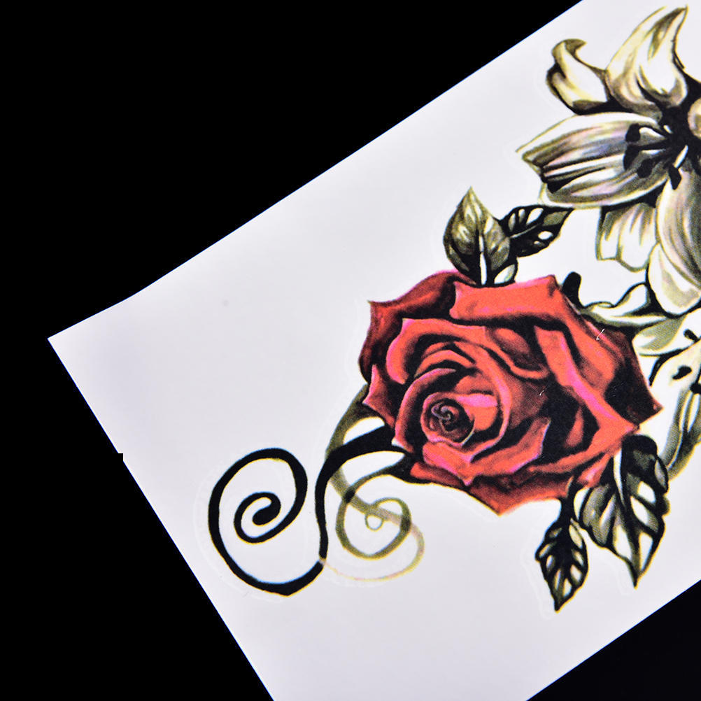 Fake Temporary Tattoo Sticker Red Rose Flower Arm Body Waterproof Women Art