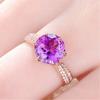 Round Ring For Women  Copper Jewelry With Sapphire Zircon Gemstone Open Finger Rings Wedding Party Gift Accessories