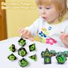 7Pcs/Set Green Dragon Eye Dice Vintage Portable Mini Clear Golden Number Sharp Edge
