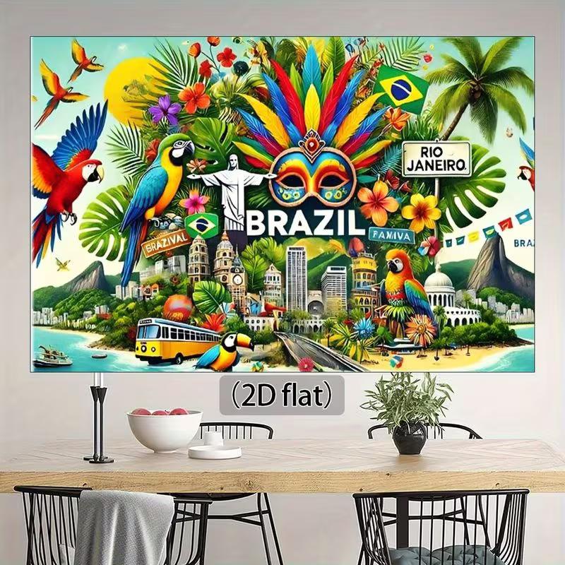 

2D Brazil Carnival Backdrop, Rio De Janeiro Landmarks Photography Background 47.2x31.5inch/120*80cm