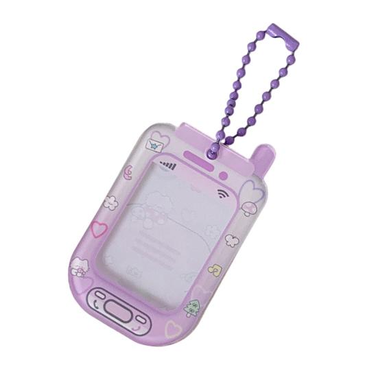 Acrylic Mini Card Holder Cute Cartoon Phone Badge for ID Photos Keychain Display Hard Protective Sleeve for School Office & Collectibles