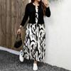 Plus Size Women's Autumn/Winter Casual Printed Skirt & Dress Set with Pockets