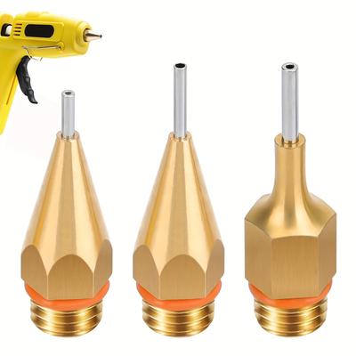 3pcs Hot Melt Glue Tools Nozzles for 11mm Glue Sticks, Stainless Steel Glue Gun Nozzle, 1.0x40mm, 1.3x40mm, 1.5x45mm