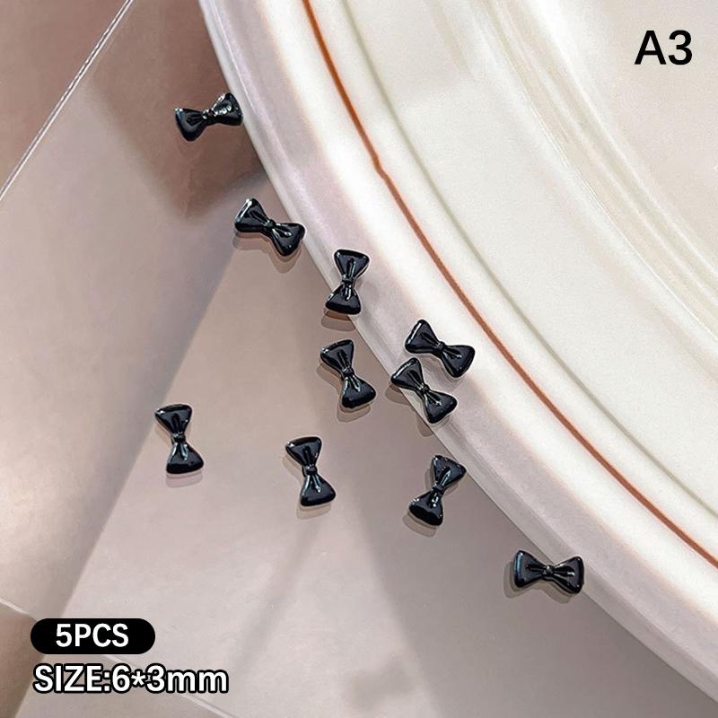 5Pcs Mini Alloy Bow Nail Charms 3D Bowknot Nail Art Decoration Accessories For Diy Manicure Korean Design