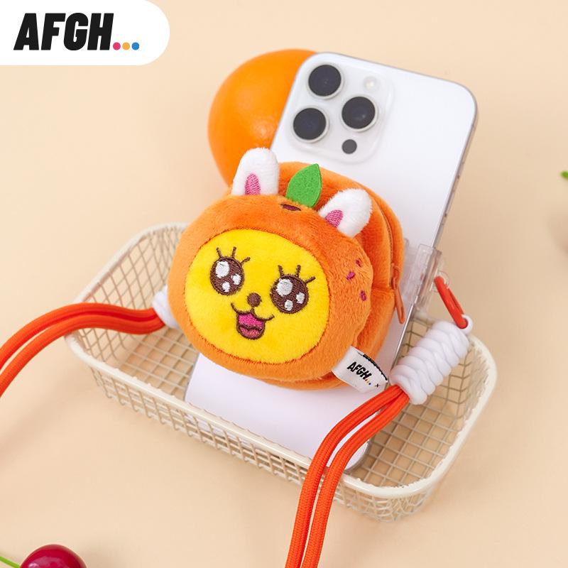 KAKAO FRIENDS Ryan Lion Plush Phone Clip: Cute Cartoon Fruit-Shaped Pendant Bag