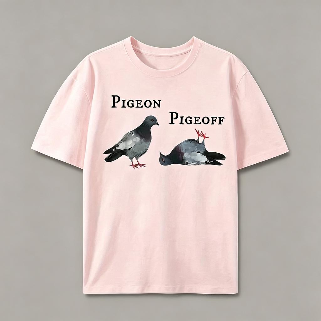Pigeon English Slogan Crew Neck Short-sleeved Men's Street Style T-shirt
