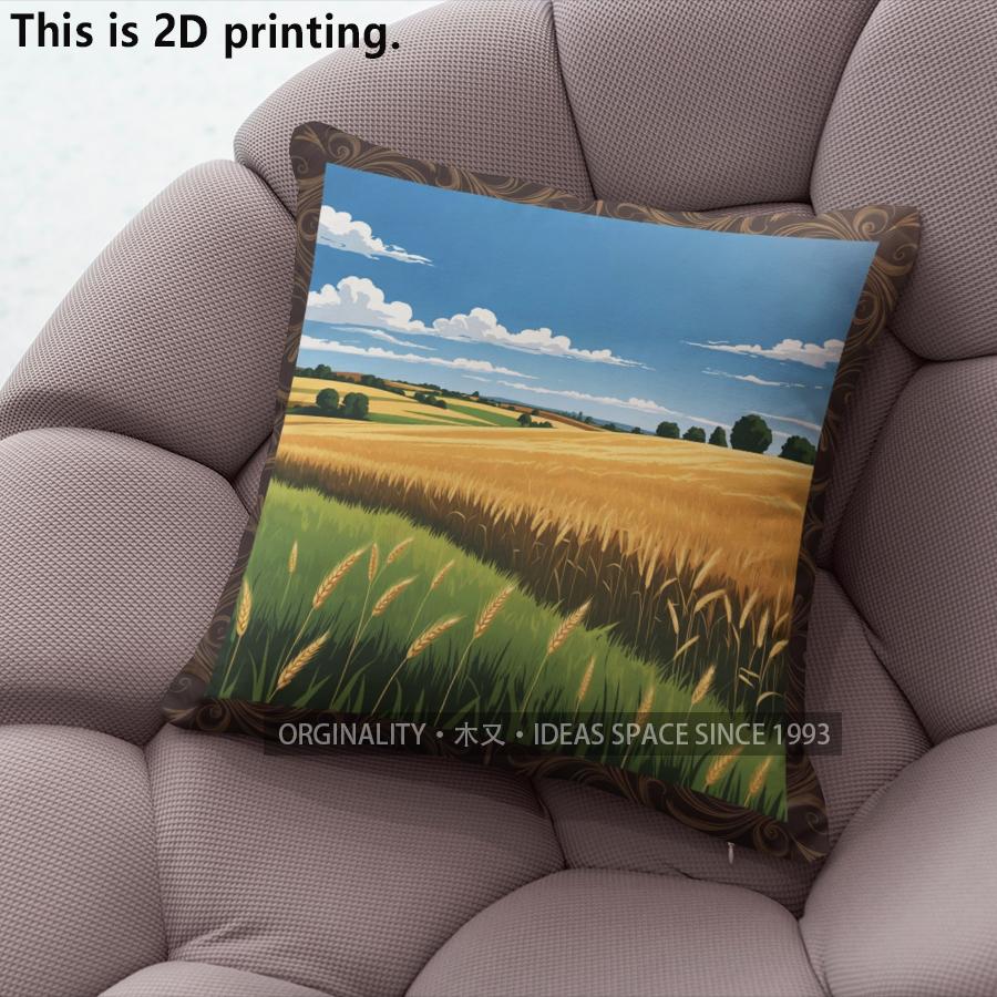 Farmhouse Wheat Field Scene Throw Pillow Covers Pattern Cushion Cover Suitable For Sofa Bedroom Car Pillow Cover