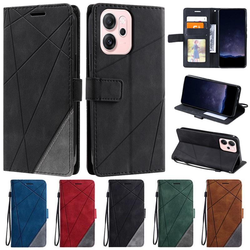 För Coque OPPO Reno 14F Fodral Lyxigt Flip-plånboksfodral i läder på för Fundas Oppo Reno14F Reno 14 Reno14 F 14F 5G Telefonfodral