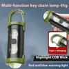 Mini Keychain Flashlight Rechargeable Red/Blue Warning Light Waterproof Outdoor Portable Backpack Emergency Lamp With Hook