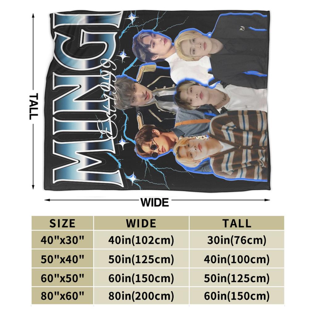 Korean Kpop Ateez MINGI Blanket Flannel Printed  Breathable Super Warm Throw Blankets for Home Travel Bedding Throws