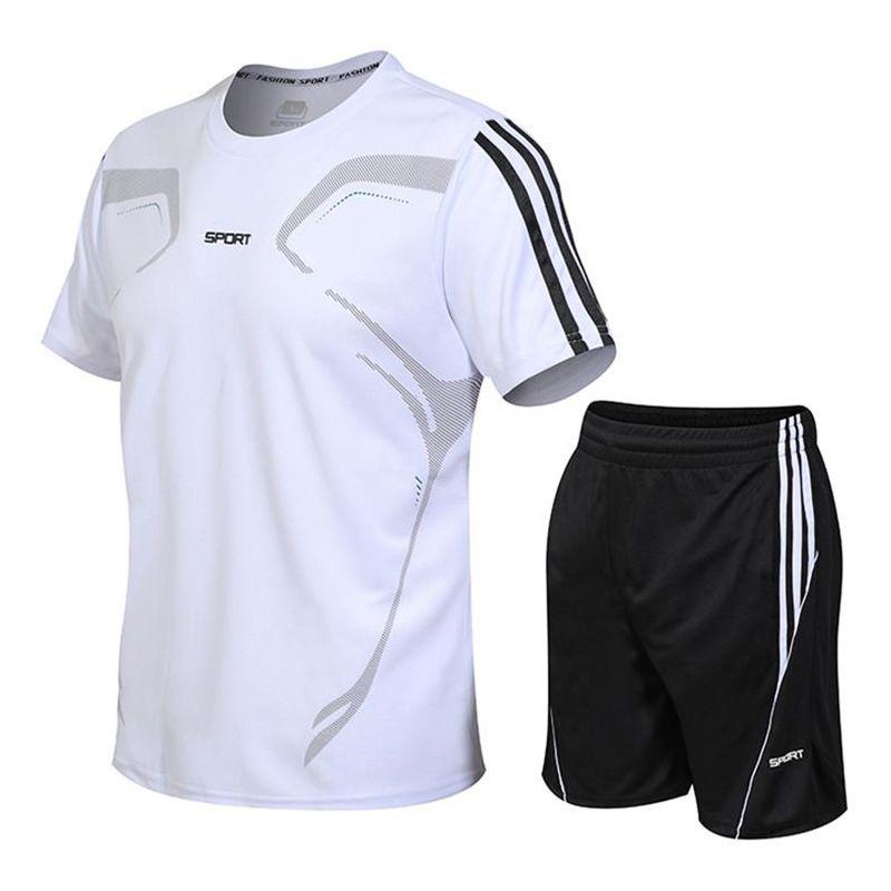 Men's Breathable Quick-drying Running Sport Set Short Sleeve Shirt And Shorts