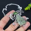 Prehnite, Tsavorite Gemstone 925 Sterling Silver Gift Jewelry Necklace 18"