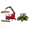 Bruder JD 7R 350 Front Loader Forest Trailer 4 BR03154 & (with Logs)
