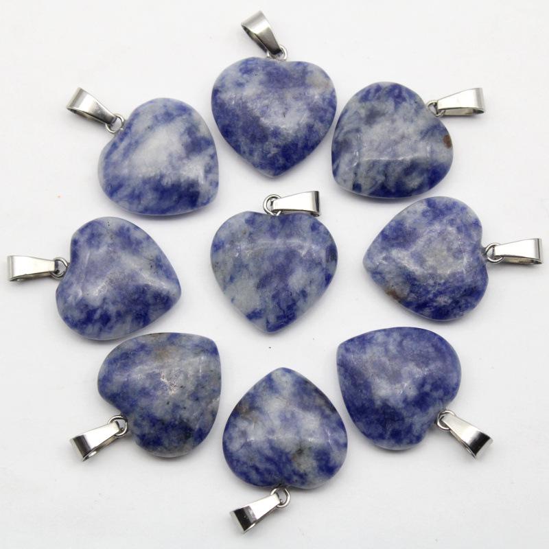 20MM Herzförmiger Naturstein Anhänger: Achat, Rosenquarz, Aquamarin, Pfirsichherz Schmuck