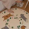 Mori Style Round Rabbit Rug: Cute French Coffee Table, Bedroom, or Study Floor Mat