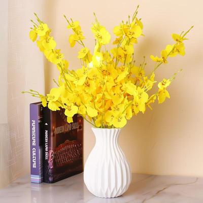 Dancing Lady Orchid Silk Flower Arrangement: Floral Art Display for Living Room or Dining Table