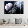 Three Piece Picture Canvas Print Wolf Nature Moon Fog