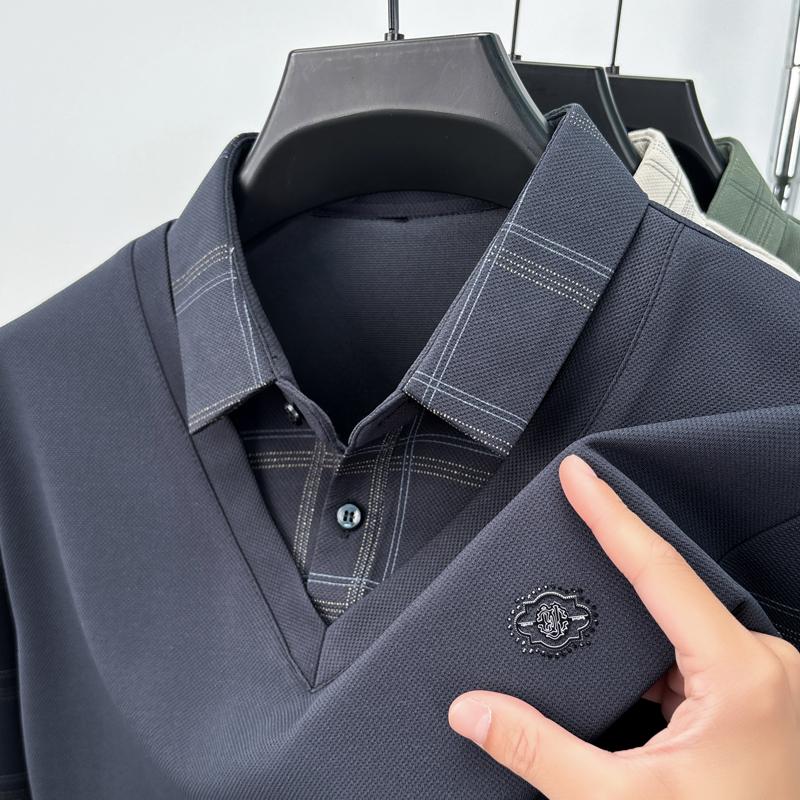 

High End Brand Men S Long Sleeve T-Shirt Autumn Fashion Letter Print Fake Two Pieces Exquisite Business Casual Trend Menswear 4XL темно серый