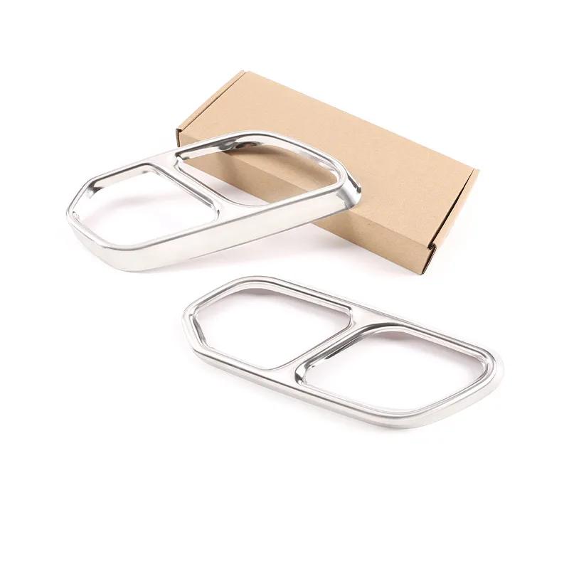 For VW Touareg CR7 2018    Stainless Steel Car Rear Left Right Exhaust Muffler Pipe  Cover decoration Sliver