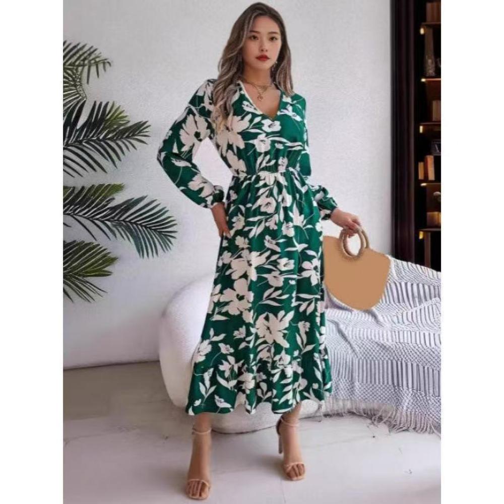 Casual Waist Cinched Long Sleeved Dress