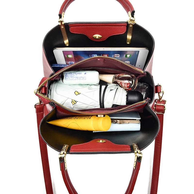 Fashi Solid Color With Pearl Chain One Shoulder Bag Portable Casual Large Capacity Cross-body Handbag For Women