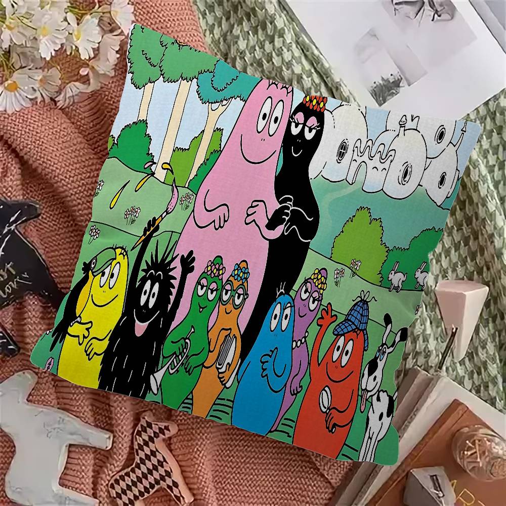 Cute Cartoon Les Barbapapa 45*45cm Cushion Cover Pillow Cover Decor Pillowcase Home Pillowcase for Couch Pillow