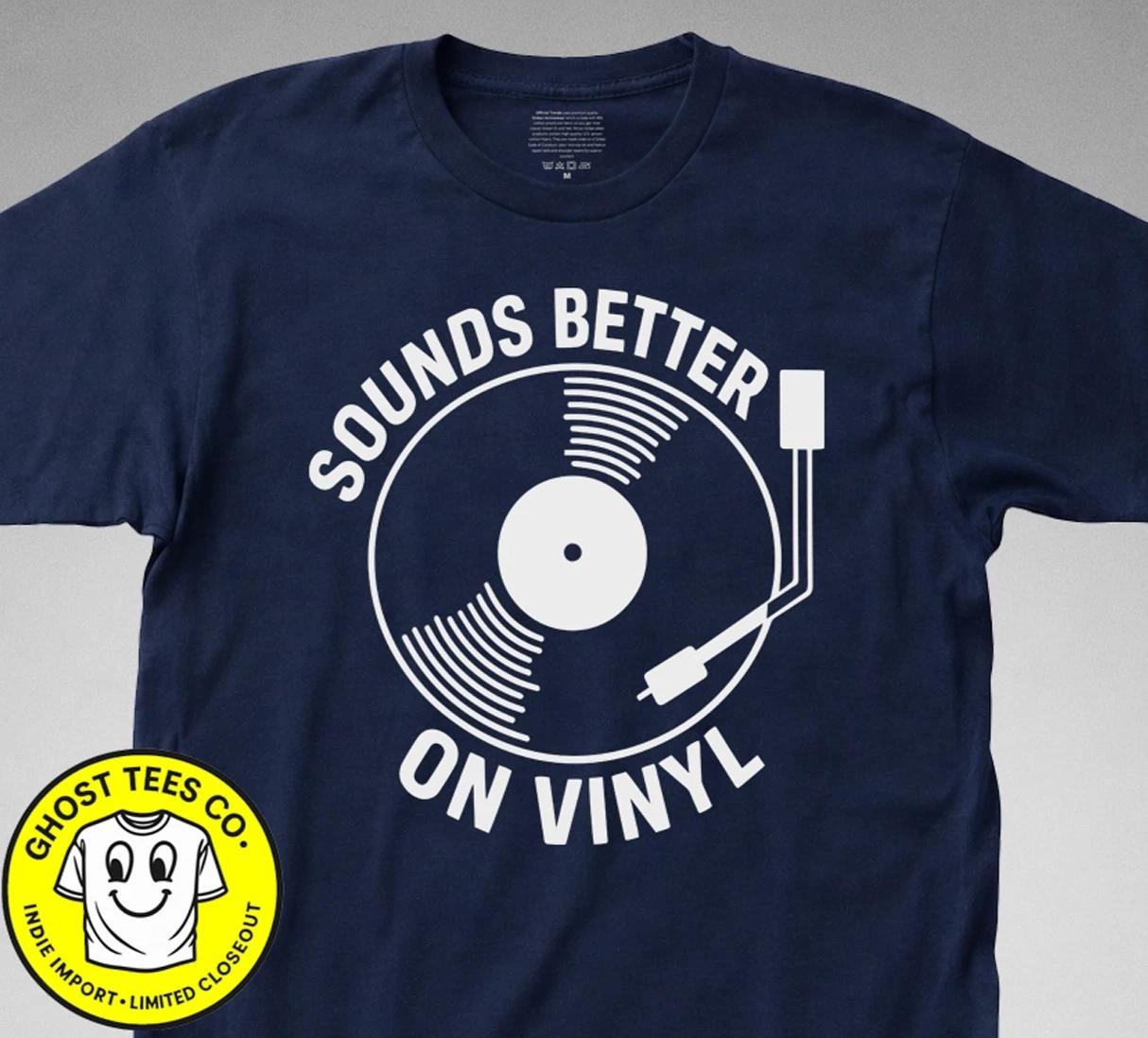 Sounds Better On Vinyl Record T-SHIRT 70s 80s Retro DJ LP Vintage Gift player XXL
