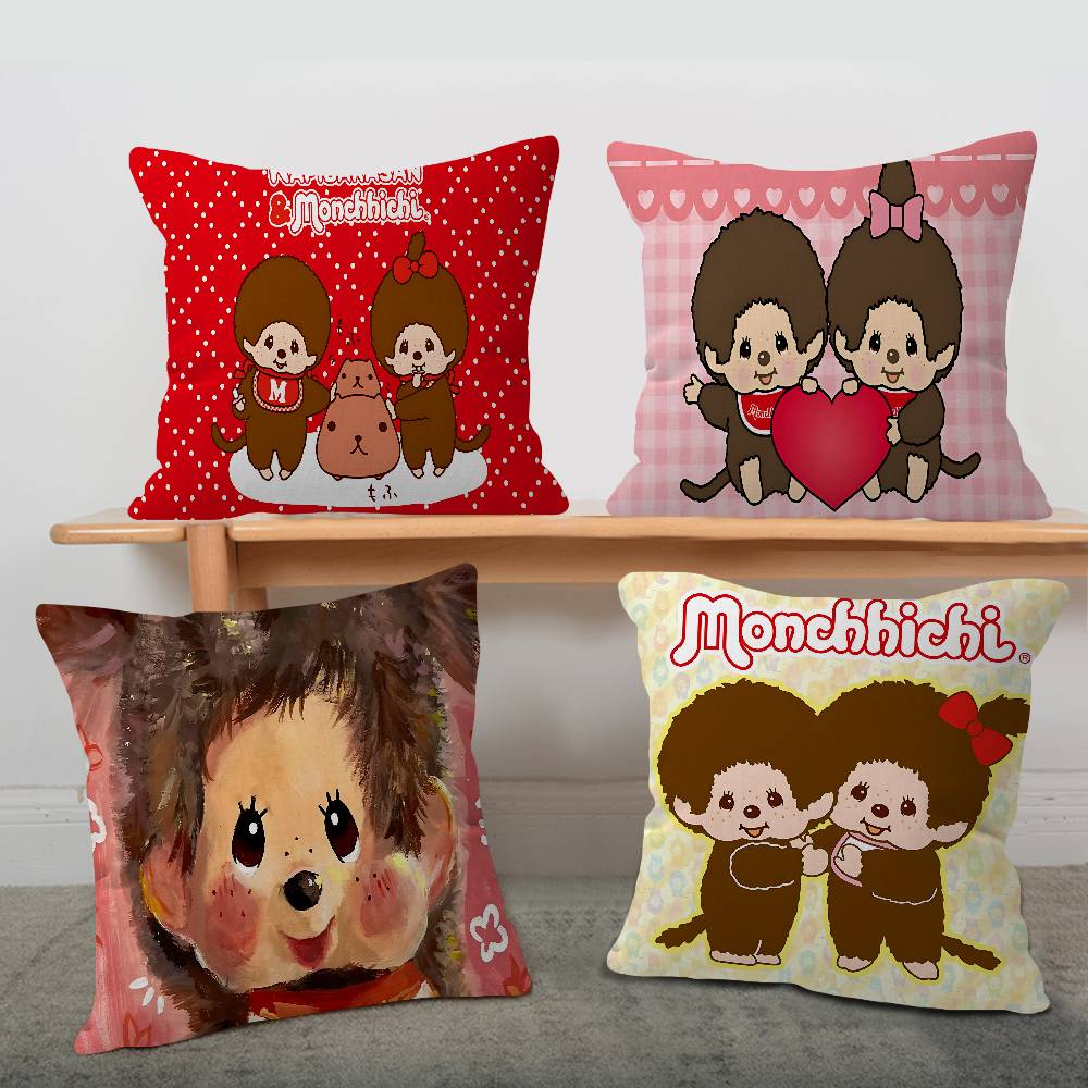 Anime M-Monchhichi Personalizovaný povlak na polštář Dětský pokoj Divoká párty Dekorace Povlak na polštář Dětské narozeniny Sprchový dárek