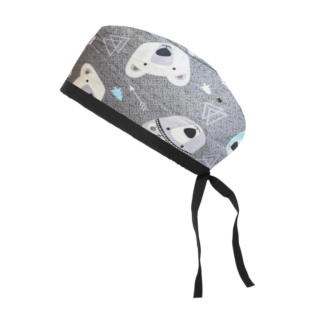 Adjustable Cotton Surgical Cap with Cartoon Print for Women and Men