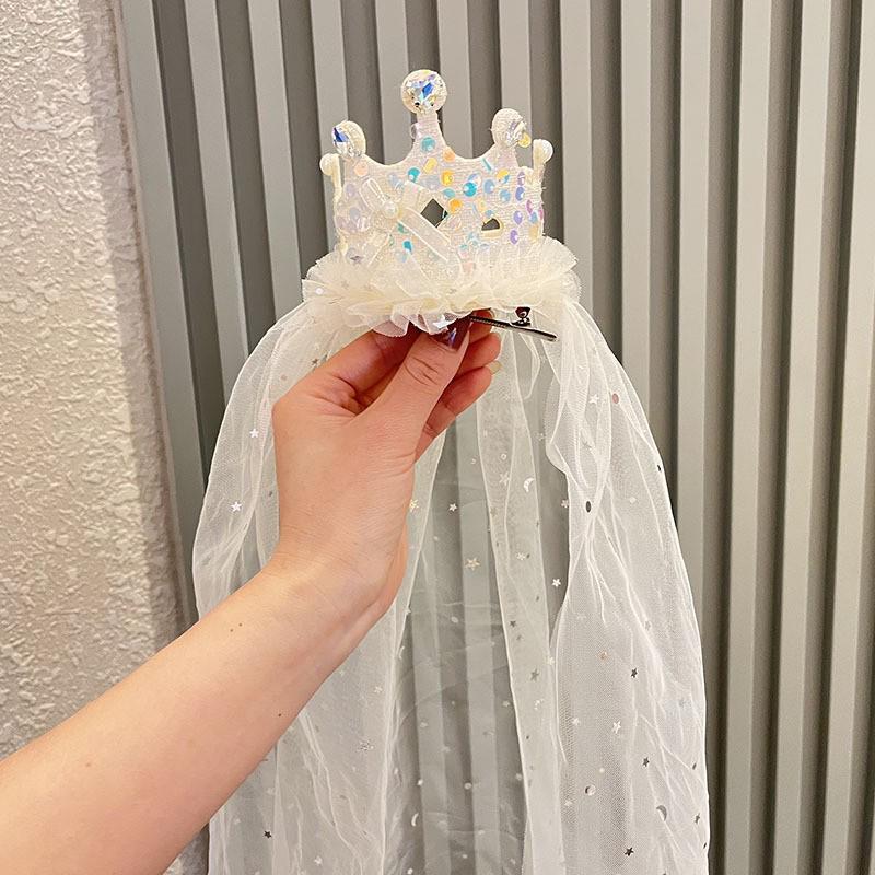 Adorable Sequin Crown Headband and Bow Hairpin for Little Princesses